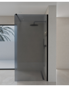 Paroi de douche Seia en verre fumé largeur de 70 à 120 cm et profilé noir ajustable
