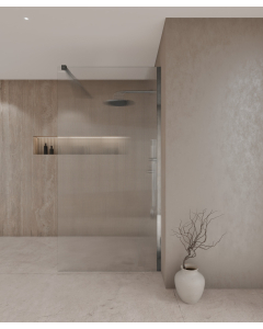 Paroi de douche walk-in Vizela en verre cannelé anticalcaire avec profilé chromé