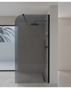 Paroi de douche Beja design moderne forme 1/4 de cercle en verre fumé noir et profilé noir