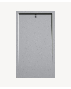Duschwanne Grau 7035, Schieferoptik Stone CACH, farblich passender Ablaufrost
