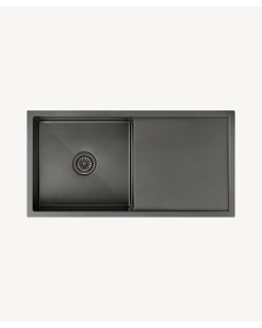Einzelbecken-Edelstahlspüle 880 mm - Gunmetal gebürstet - Limba