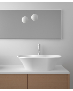 Aufsatzwaschbecken oval aus Solid Surface, mattweiß – Kindu