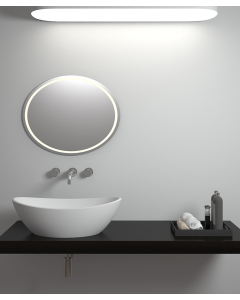 Ovales Aufsatzwaschbecken aus Solid Surface, Mattweiß - Loandjili