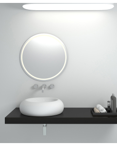 Runde Aufsatzwaschschale aus Solid Surface, mattweiß – Sibiti