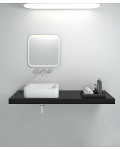 Aufsatzwaschbecken Quadrat aus Solid Surface Matt Weiß - Luna