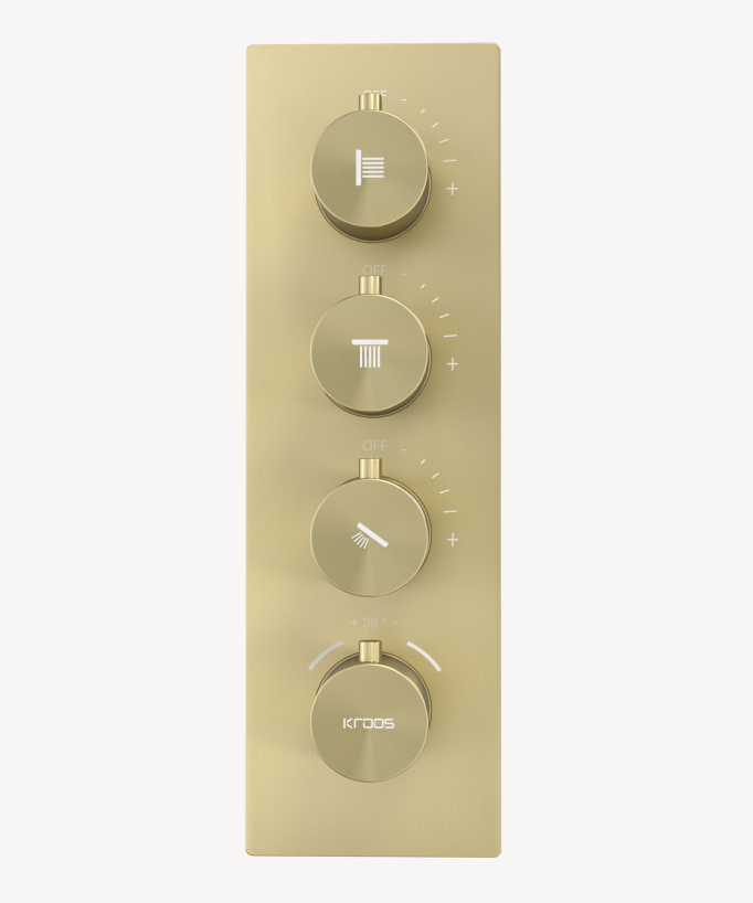 Thermostatischer Decken-Einbauduschhimmel 500 mm, 3 Körperdüsen Gebürstetes Gold - Sirius