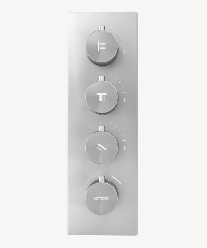 Thermostatisches Unterputz-Duschsystem Decke 500 mm, 3 Körperdüsen Nickel gebürstet - Sirius