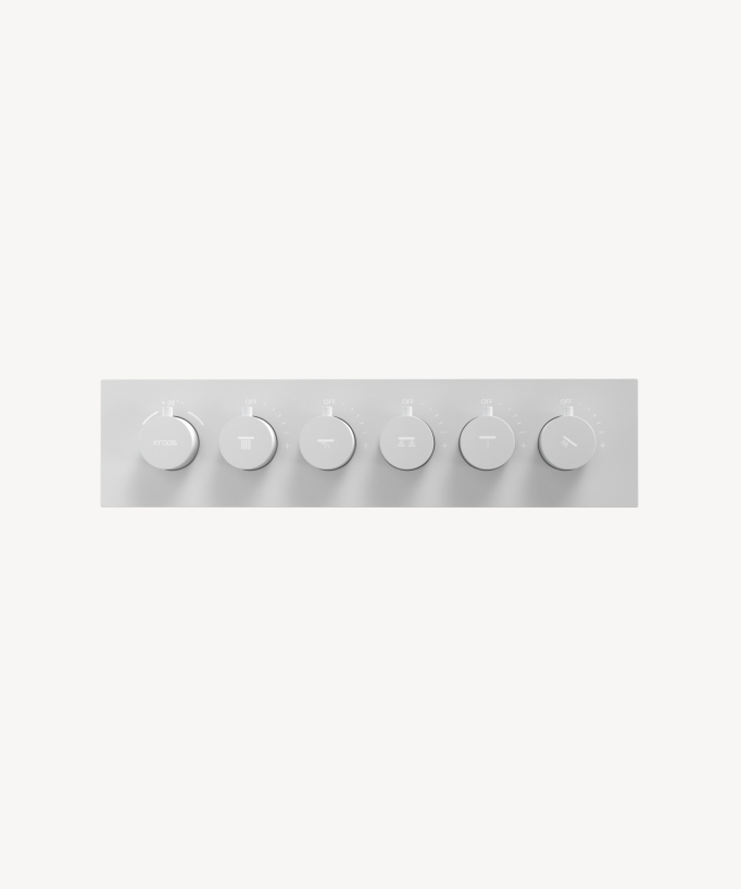 Thermostatische Duschsystem-Komposition mit LED-Regenhimmel und Chromotherapie – 80x60 cm – Weiß