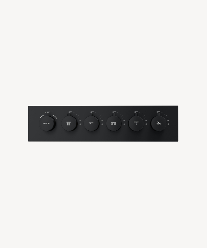 Thermostatische Duschkombination mit LED-Regenhimmel & Chromotherapie - 80 x 60 cm - Schwarz