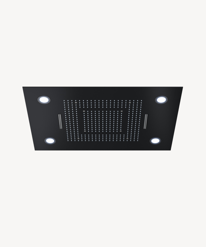 Thermostatische LED-Duschsystem-Kombination, Schwarz – 600x800 mm