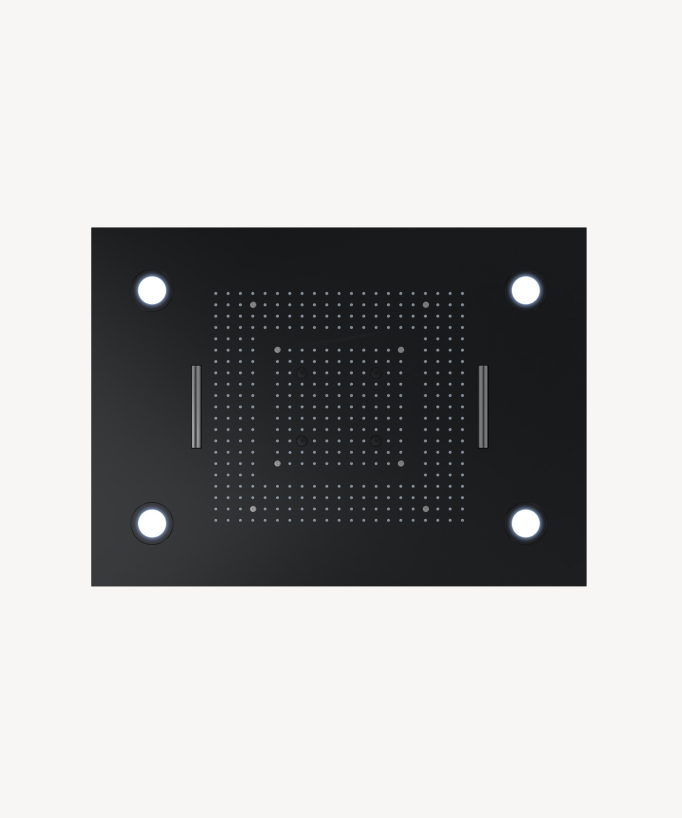 Thermostatische Duschkombination mit LED-Regenhimmel & Chromotherapie - 80 x 60 cm - Schwarz