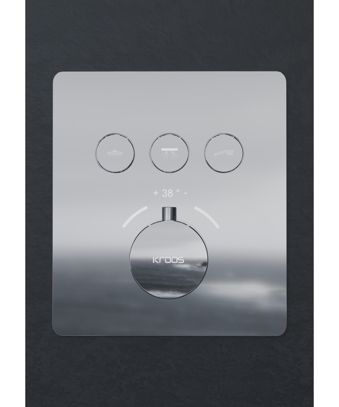 Unterputz-Duschsystem Thermostat 3 Funktionen Chrom - Sirius