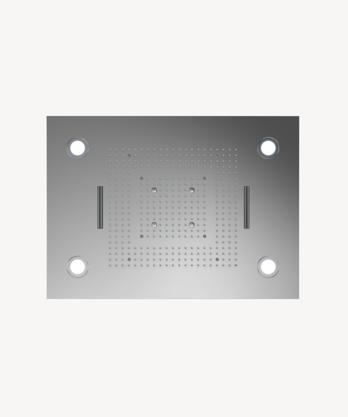 Thermostatische Duschlösung mit LED-Regendusche und Chromotherapie – 80x60 cm