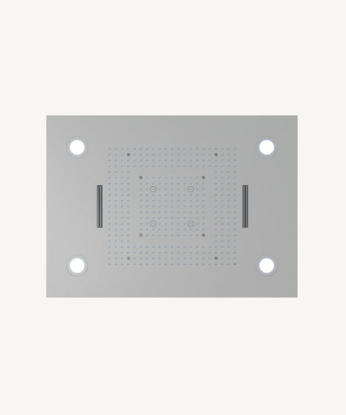 Thermostatische Duschsystem-Komposition mit LED-Regenhimmel und Chromotherapie – 80x60 cm – Weiß