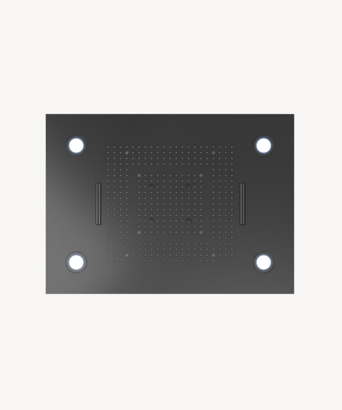 Thermostatische Duschkomposition mit LED-Regenhimmel und Chromotherapie - 80x60 cm - Gun Metal