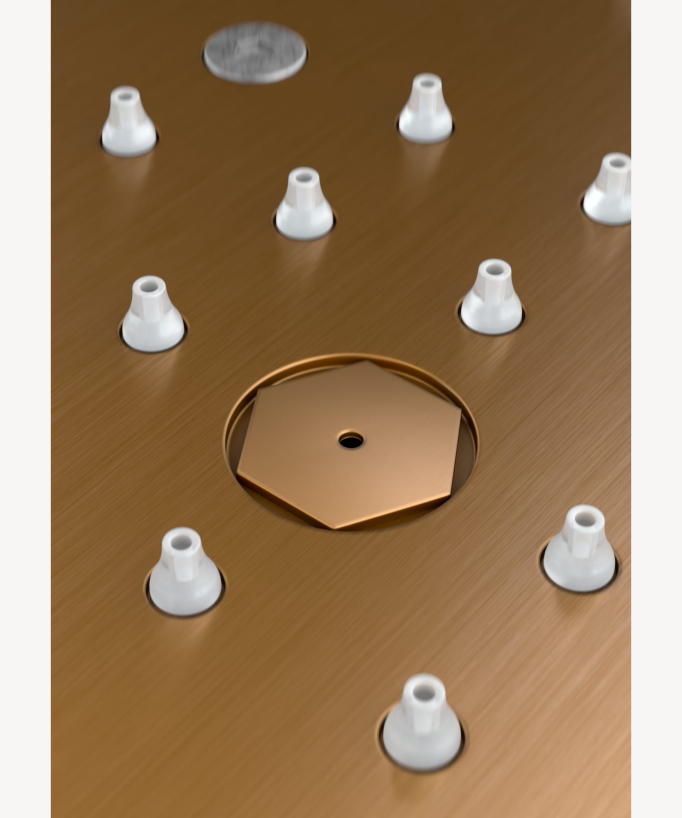 Thermostat-Duschset mit LED-Regenhimmel und Chromotherapie - 80x60 cm - Gebürstetes Roségold