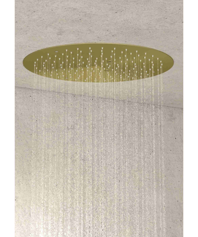 Thermostat-Duschset mit runder Unterputz-Regendusche – Gebürstetes Gold