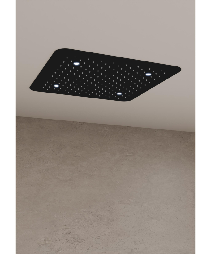 Unterputz-Thermostat-Duschsystem mit LED-Deckenbrause – Schwarz