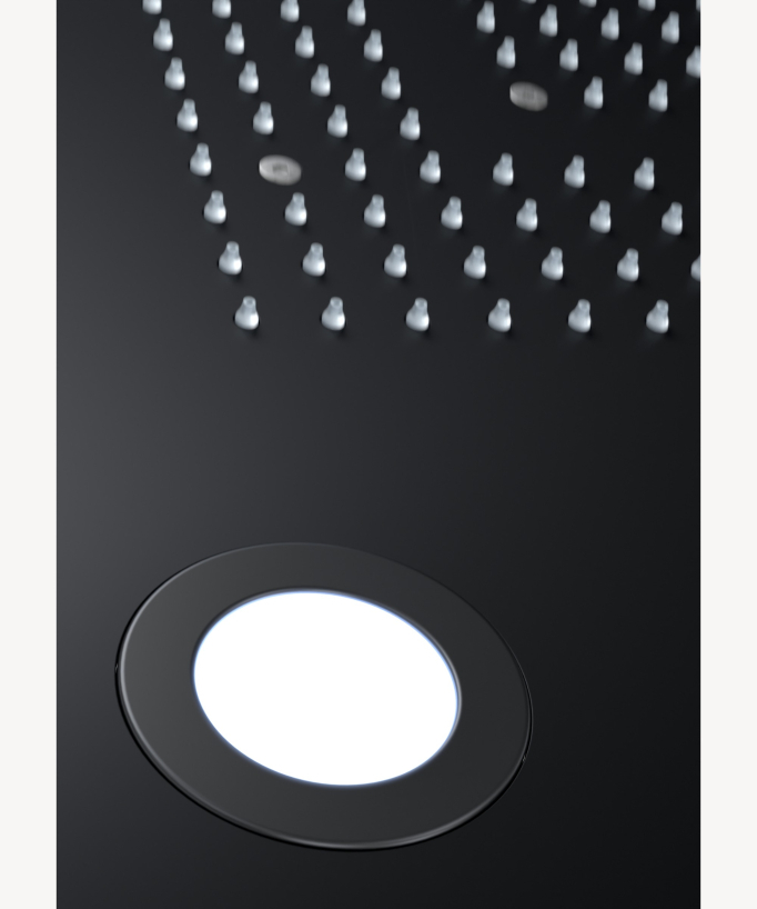 Thermostatische LED-Duschsystem-Kombination, Schwarz – 600x800 mm