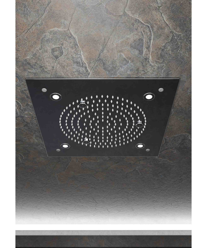 Sirius Duschsystem mit LED-Einbau-Regenbrause und Thermostat, Decke, Chrom