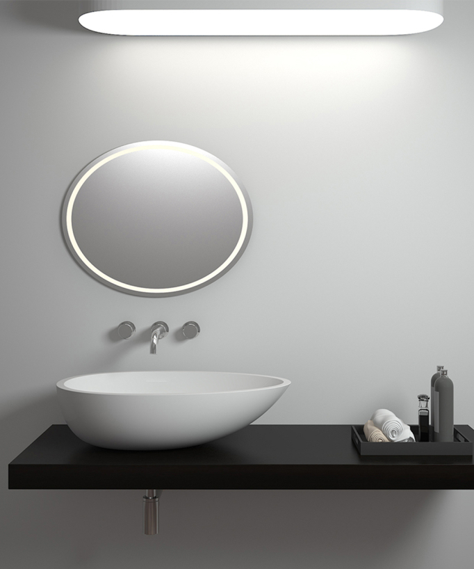 Ovales Aufsatzwaschbecken aus Solid Surface Mattweiß - Nkayi