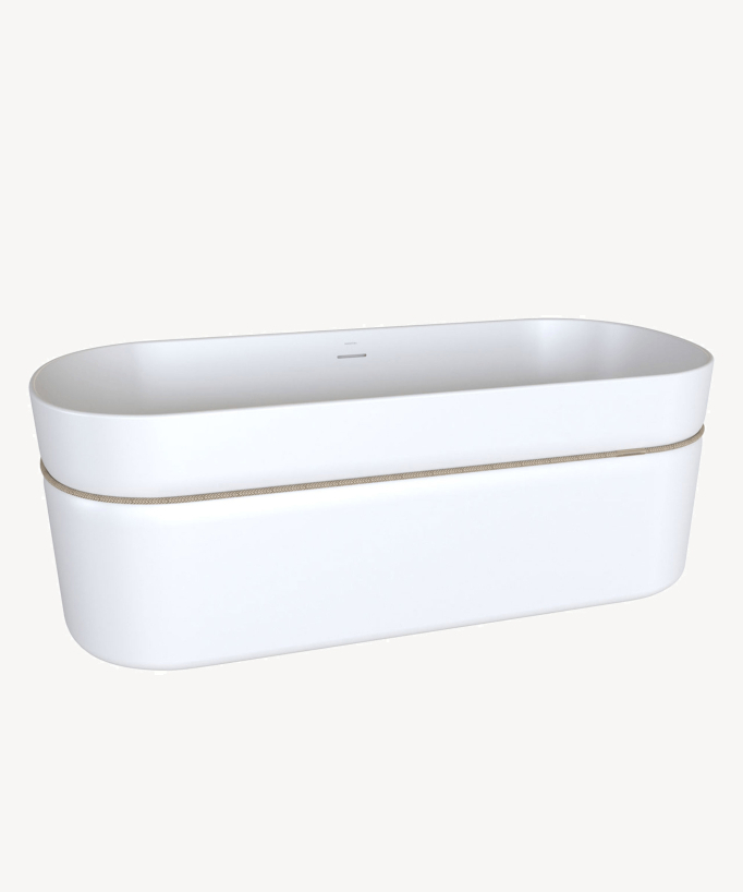Freistehende Acryl-Badewanne mit Zierkordel Weiß glänzend - Tempo