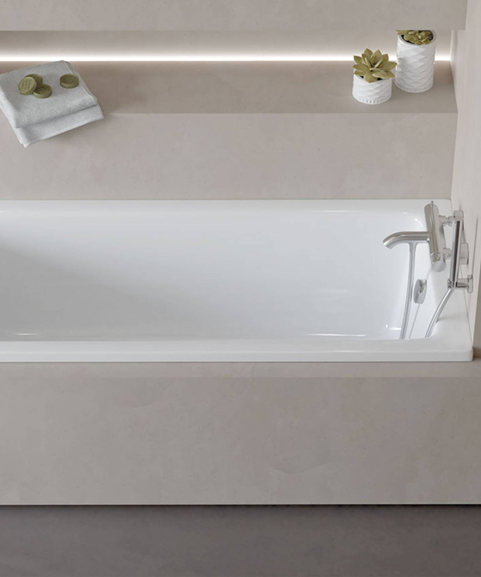 Rechteckbadewanne Klassisch Weiß Glänzend – Bali