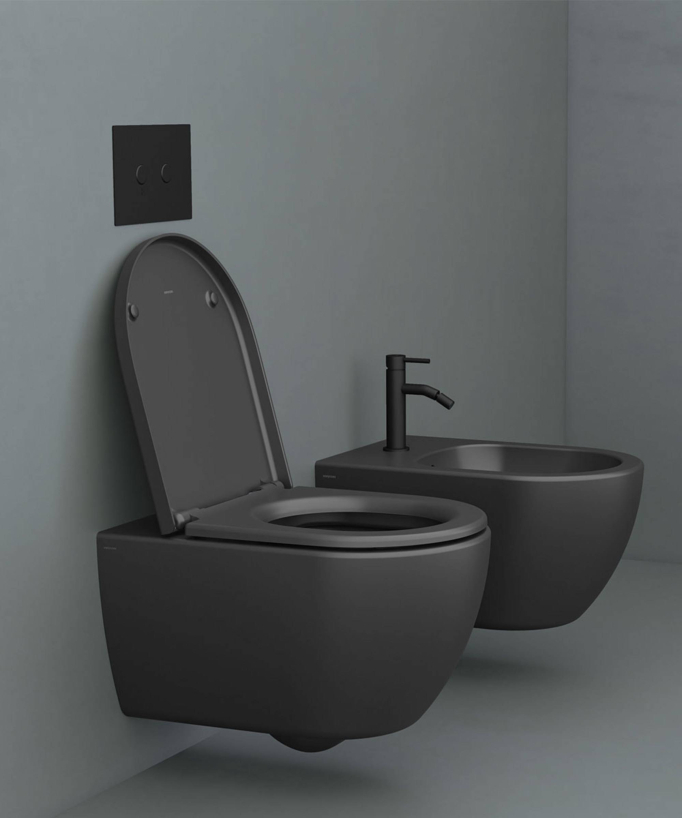 Wand-WC mit Softclose-Sitz, Schwarz matt – Arc