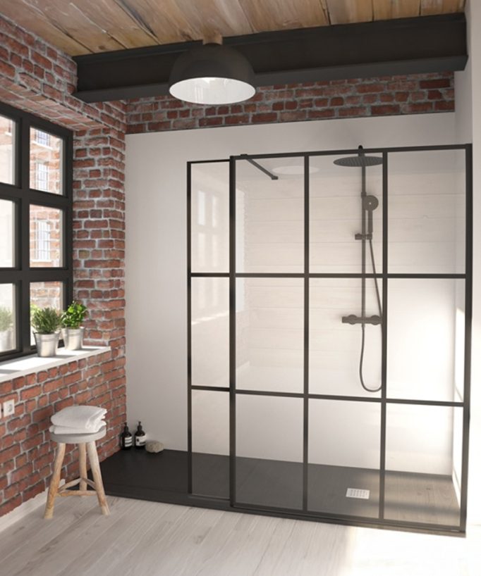 Paroi de douche verrière noir