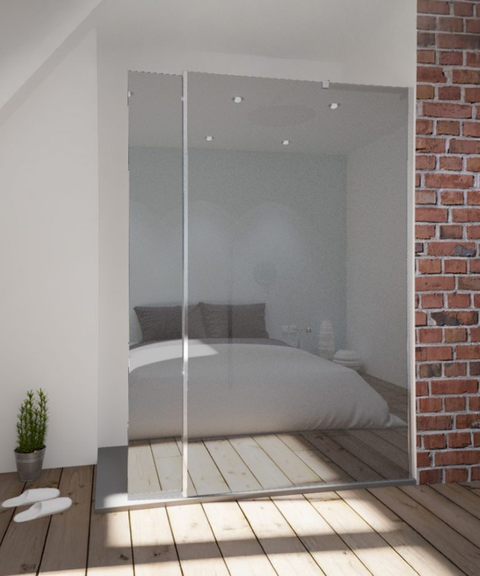Duschwand Single mit Spiegeleffekt - 70 cm