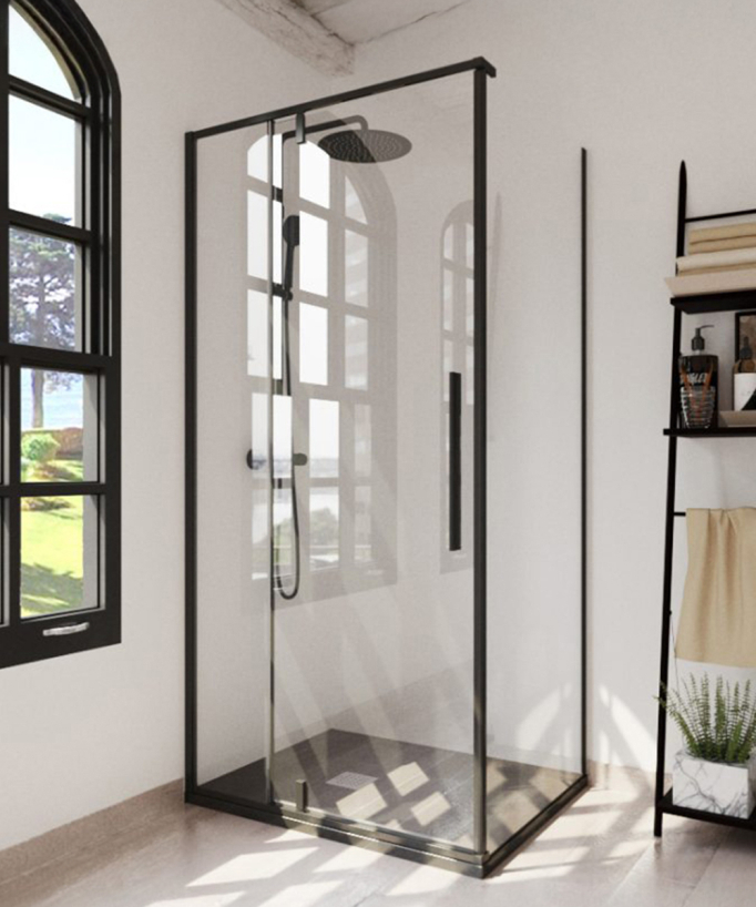 Pivot-Duschwand Slim schwarz