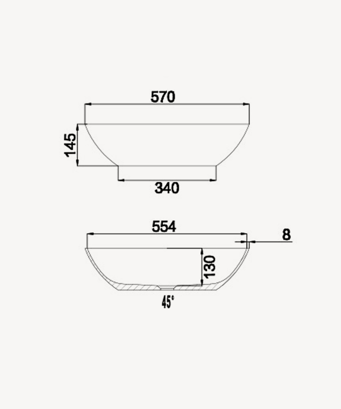 Aufsatzwaschtisch oval Solid Surface Weiß matt - Dolisie