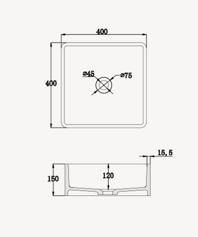 Aufsatzwaschtisch Quadrat Solid Surface Weiß Matt - Kouilou