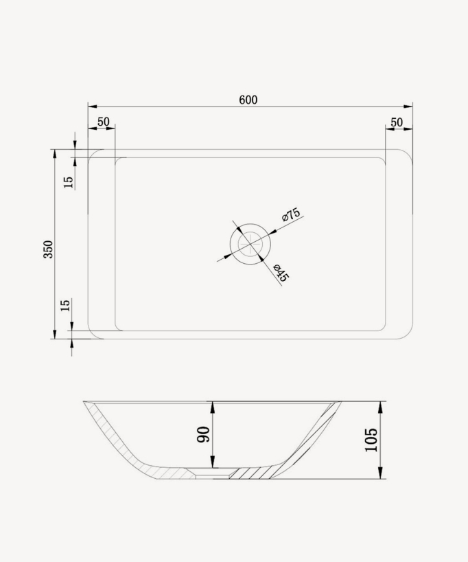 Aufsatzwaschbecken rechteckig Solid Surface Weiß Matt - Niari