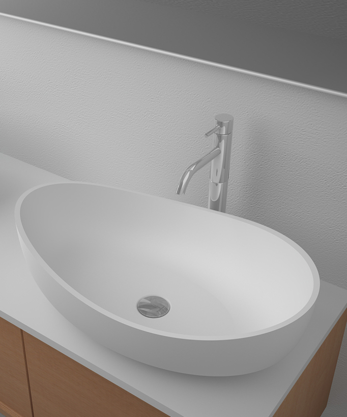 Aufsatzwaschbecken aus Solid Surface, Weiß matt - Kitwit