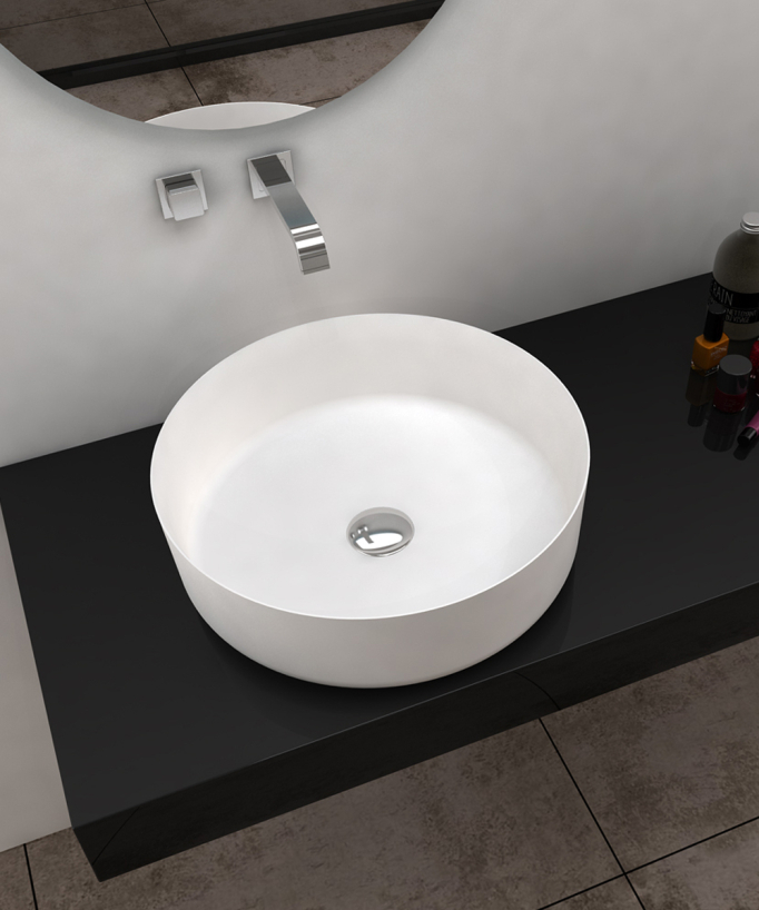 Runde Aufsatz-Waschschale aus Solid Surface Mattweiß - Uvira