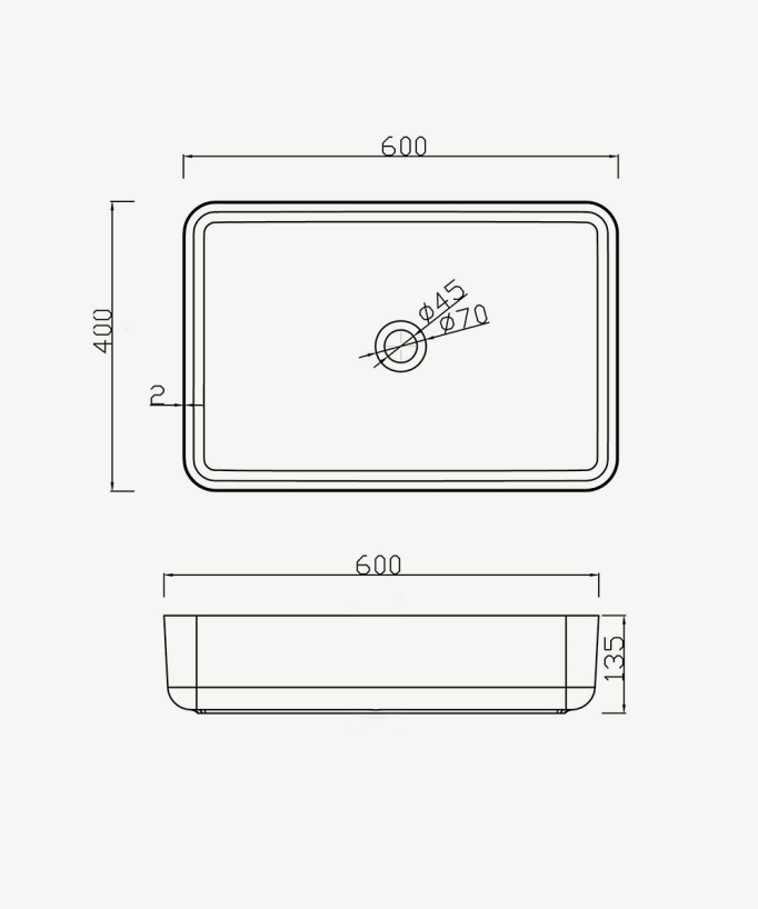 Aufsatzwaschbecken rechteckig Solid Surface Weiß matt – Kalemie