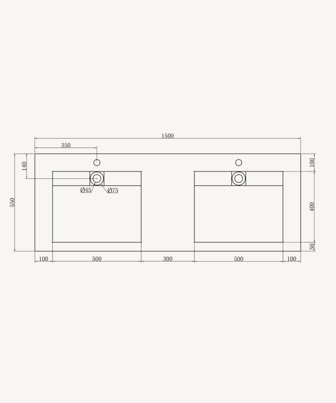Wandwaschbecken rechteckig aus Mineralguss Weiß matt - Maniema