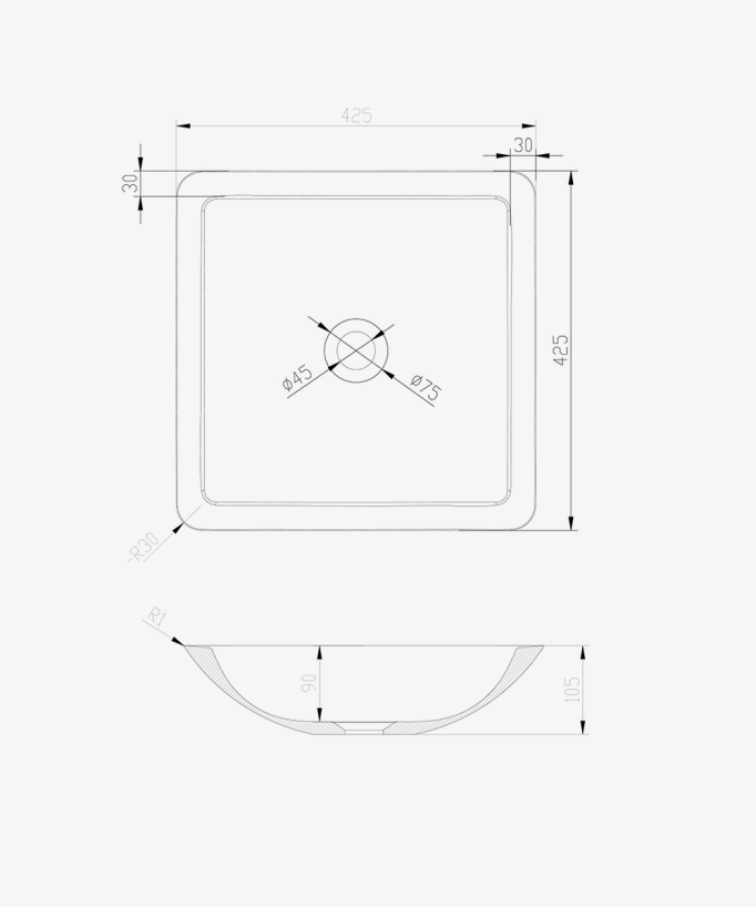 Aufsatzwaschbecken aus Solid Surface, mattweiß - Isiro