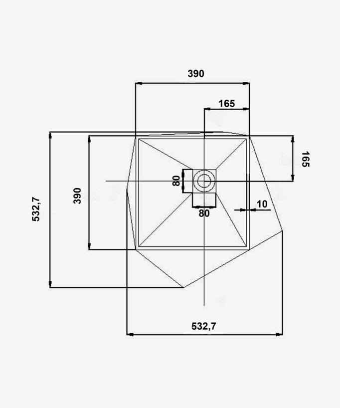 Standwaschtisch quadratisch Aufsatz Solid Surface Weiß matt - Zanaga