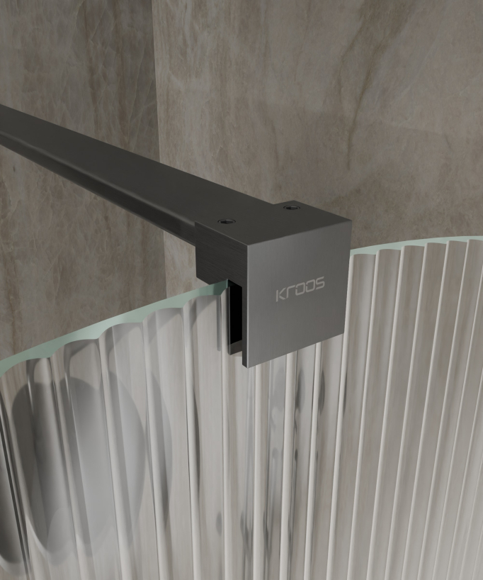 Nisa – Duschwand Bogenstruktur geriffeltes Glas, Gunmetal-Finish