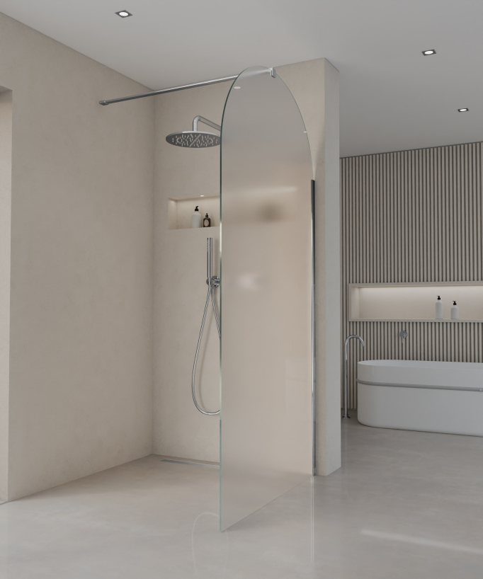 Santana – Runde Duschabtrennung aus Ice Sicherheitsglas, Chrom