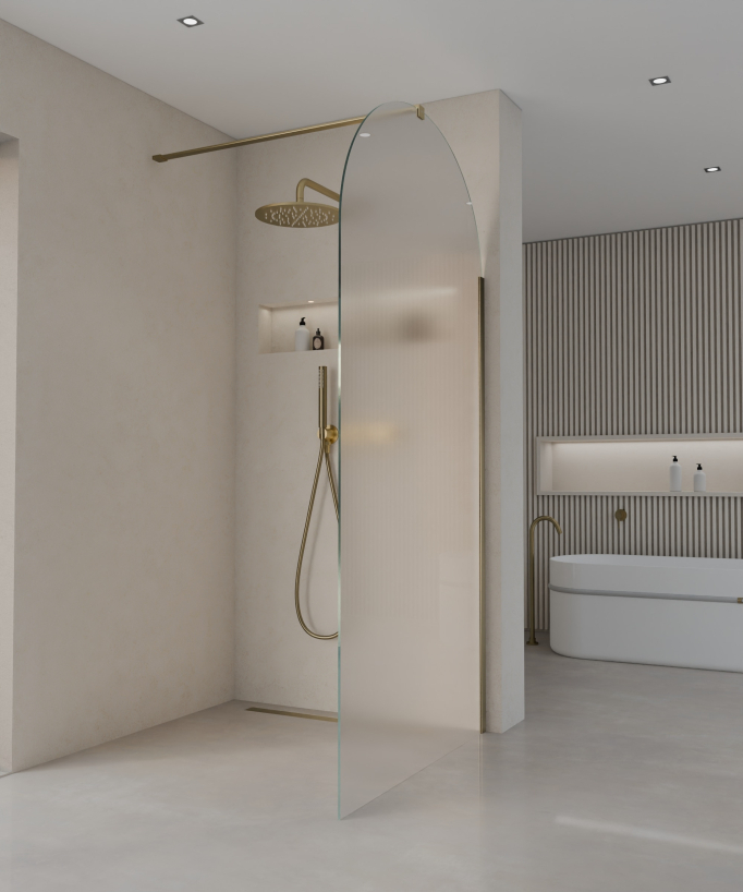 Santana Design-Duschwand Ice Glas, gebürstetes Gold