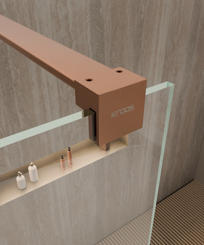 Lixa Walk-in-Duschwand mit gebürstetem Roségoldprofil