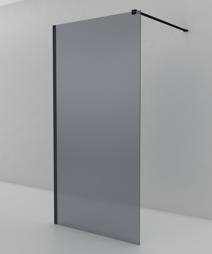 Seia - Rauchglas-Duschwand in Schwarz