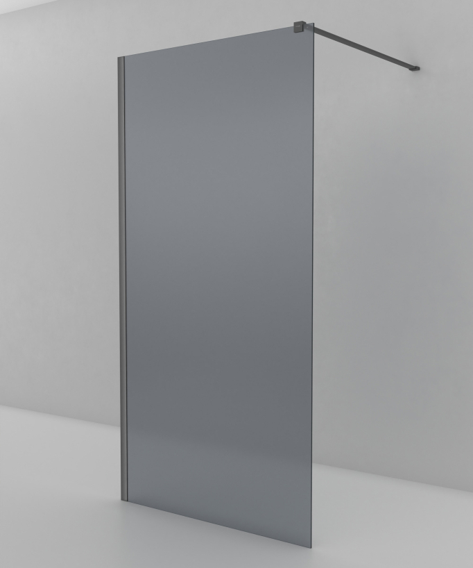 Seia – Feste Duschwand Rauchglas mit Profil gunmetal