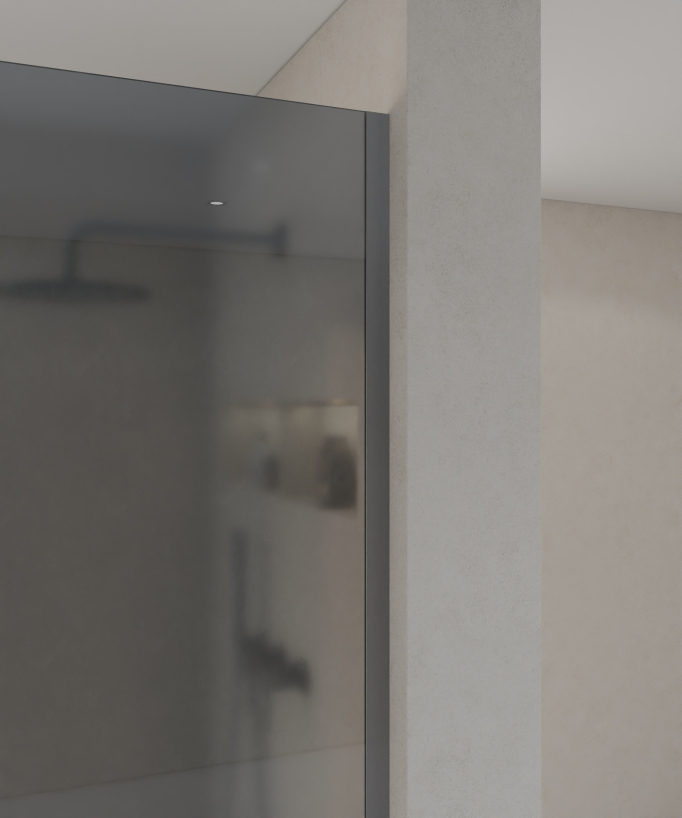 Seia – Feste Duschwand Rauchglas mit Profil gunmetal