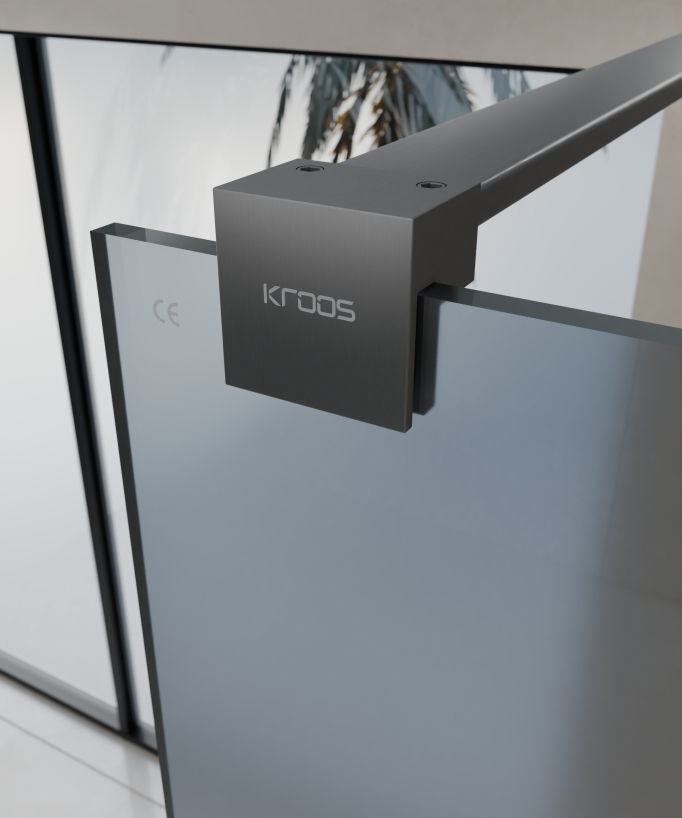 Seia – Feste Duschwand Rauchglas mit Profil gunmetal
