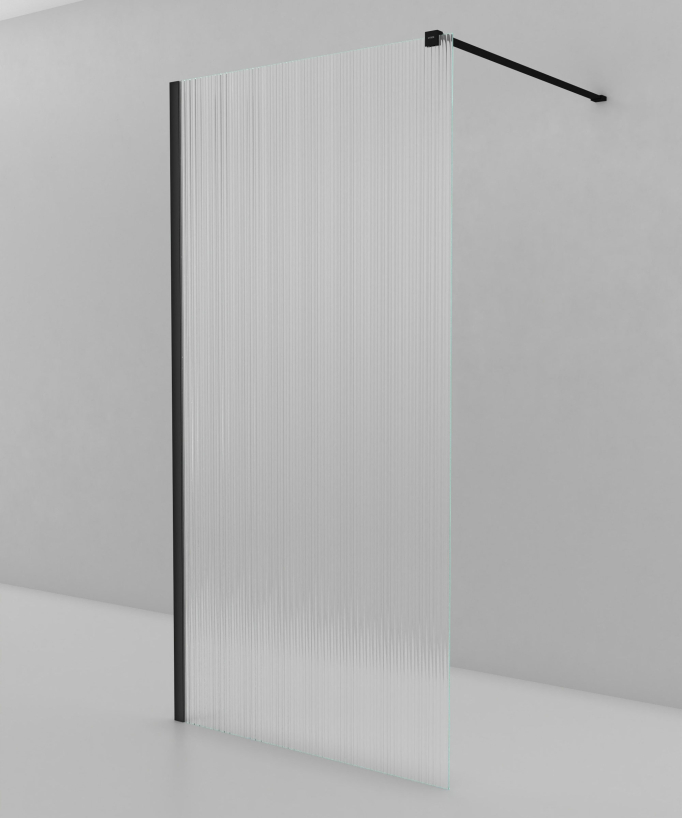 Vizela – Feste Duschabtrennung Schwarz geriffeltes Glas