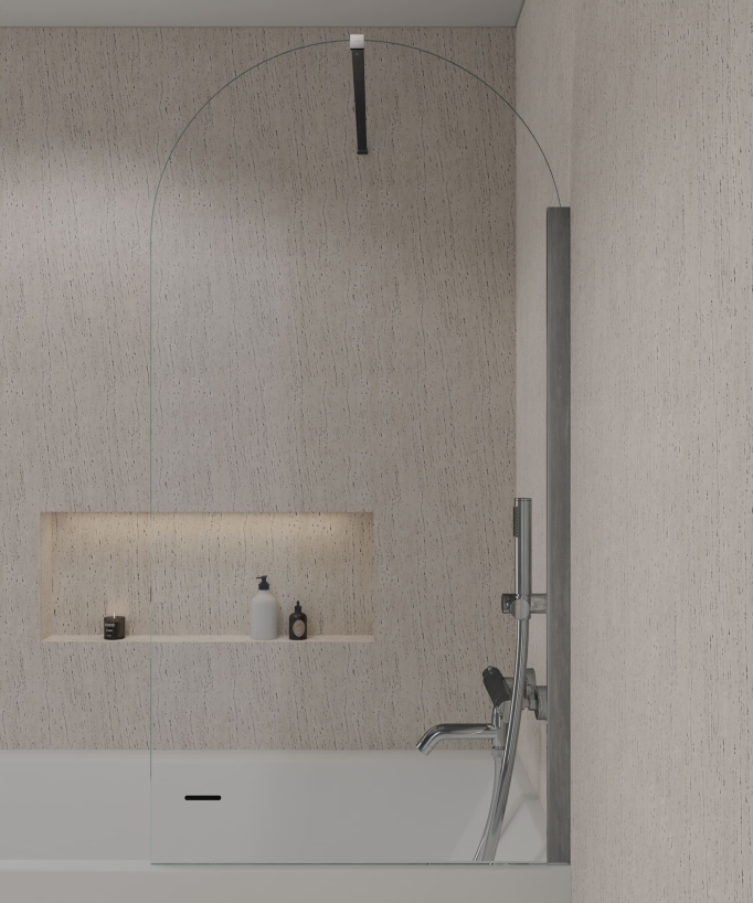 Feststehende Badewannenabtrennung Chrom 70 x 140 cm Leira